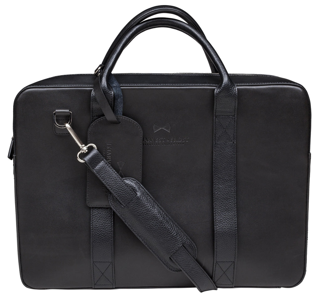 J.H&F Briefcase - Black Leather