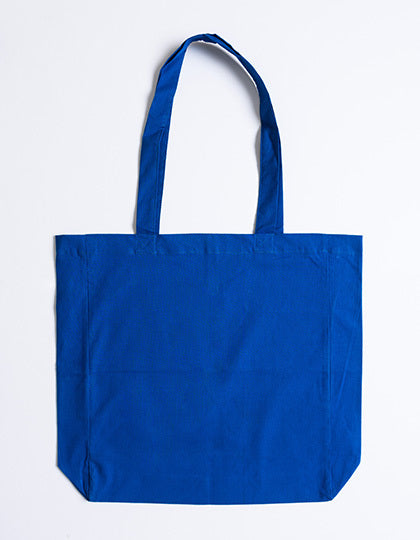 Cotton bag with sidefold, long handles