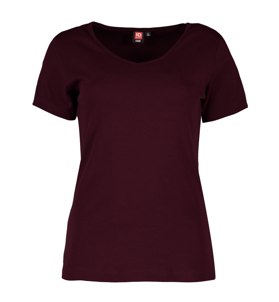 Interlock dame T-shirt| v-hals